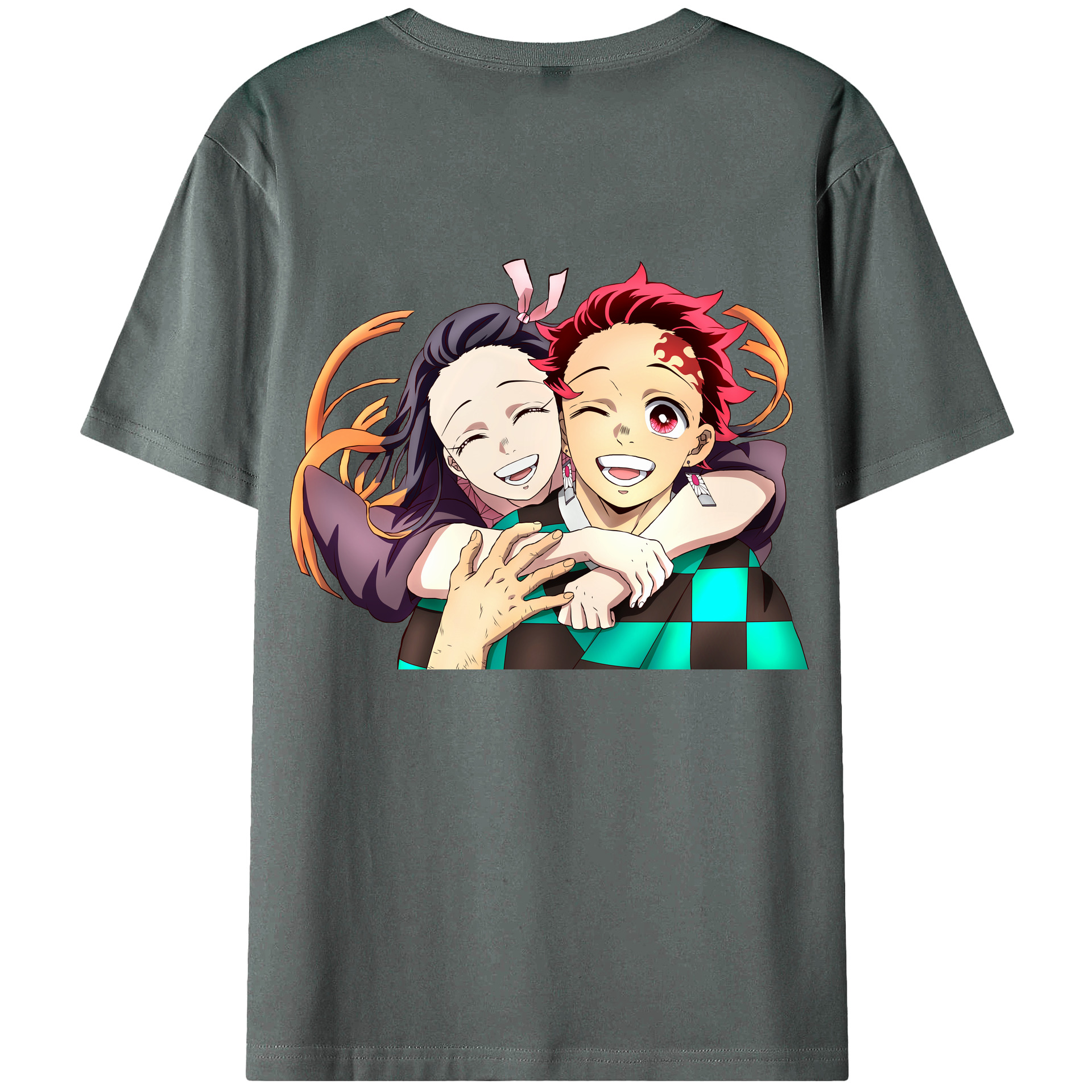 （画像用） 鬼滅の刃（きめつのやいば）竈門 禰󠄀豆子／かまど ねずこ Kamado Nezuko 綿100％半袖Tシャツ（背面プリント）
